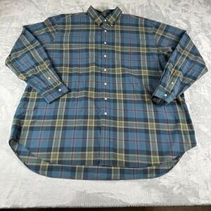 Ralph Lauren VTG Button Down Tartan Plaid Shirt Mens 3XLT Blue Green Preppy